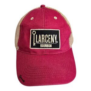 Larceny Bourbon Liquor Adjustable Baseball Cap Trucker Hat Red Tan